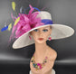 White Royal Blue Pink Yellow Blue Wide Brim Kentucky Derby Hat,Ascot Hat for Wedding Tea Party,Garden Party Hat, Mother of the Bride, Church