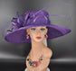 Wide Brim Kentucky Derby Hat, Ascot Hat for Wedding & Tea Party, Garden Party Hat, Mother of the Bride, Church-Purple