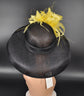 Audrey Hepburn Style DomYe Hat Kentucky Derby Hat Tea Party Carriage Party  Wide Brim Sinamay Hat Black +Yellow