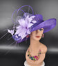 Purple w Lilac Kentucky Derby Hat: Feather Flower Ostrich Quill Sinamay Church Hat