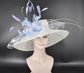Wide Brim Sinamay Derby Hat: White, Powder Blue & Lilac