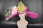 Fuchsia Pink Green Pink  Royal Ascot Horse Race Oaks day hat Carriage Tea Party Wedding Kentucky Derby Hat Party Hat Wide Brim Sinamay Hat