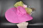Fuchsia Pink Green Pink  Royal Ascot Horse Race Oaks day hat Carriage Tea Party Wedding Kentucky Derby Hat Party Hat Wide Brim Sinamay Hat