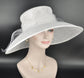 White Sinamay Kentucky Derby Hat: Wide Brim Netting Bow Ascot Hat