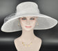 White Sinamay Kentucky Derby Hat: Wide Brim Netting Bow Ascot Hat