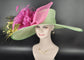 Green+Hot Pink Yellow Royal Ascot Horse Race Oaks day hat Carriage Tea Party Wedding Kentucky Derby Hat Party Hat Wide Brim Sinamay Hat