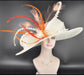 Wide Brim Kentucky Derby Hat, Ascot Hat for Wedding & Tea Party, Garden Party Hat, Mother of the Bride, Church Ivory Orange Red Pink