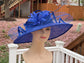 Royal Blue Sinamay Wide Brim Hat: DerbyAscot Occasion
