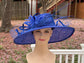 Royal Blue Sinamay Wide Brim Hat: Kentucky Derby Ascot Occasion