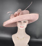 Blush Pink Dusty Pink Wide brim Sinamay Hat For Kentucky Derby, Ascot Royal, Tea Wedding Garden Party, Church, Mother of the Bride