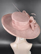 Blush Pink Dusty Pink Wide brim Sinamay Hat For Kentucky Derby, Ascot Royal, Tea Wedding Garden Party, Church, Mother of the Bride