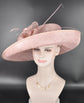 Blush Pink Dusty Pink Wide brim Sinamay Hat For Kentucky Derby, Ascot Royal, Tea Wedding Garden Party, Church, Mother of the Bride