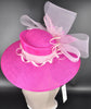 Fuchsia Sinamay Kentucky Derby Hat: Pink Floral Wide Brim Wedding Hat