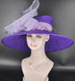 Purple Sinamay Kentucky Derby Hat: Wide Brim Wedding Tea Party