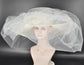 White Sinamay Kentucky Derby Hat: Wide Brim Wedding Church Hat with Veil