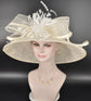 Ivory Kentucky Derby Hat: Sinamay Feather Flower Wedding Tea Party