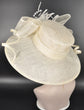 Ivory Kentucky Derby Hat: Sinamay Feather Flower Wedding Tea Party