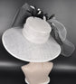 White & Black Feather Flower Bow Design Wide Brim Sinamay Hat For Kentucky Derby, Ascot Royal, Tea Garden Party, Chuch, Wedding Party