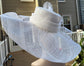 White Silk Flower Sinamay Hat: Wide Brim Kentucky Derby Dress Hat