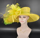 Yellow Sinamay Kentucky Derby Hat: Wide Brim Feathered Church Hat