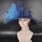 Wide Brim Sinamay Kentucky Derby Hat: Navy, Teal, and Powder Blue