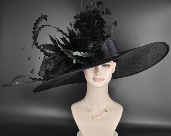 22089 Black More colors Options Royal Ascot, Horse Race, Oaks day hat, Carriage ,Tea,Party ,Wedding ,Kentucky Derby Hat Party Hat
