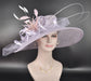 Lilac Sinamay Wide Brim Hat: Feather Flower Kentucky Derby Hat