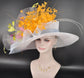 Wide Brim Sinamay Kentucky Derby Hat: Feather Floral Tea Party Wedding
