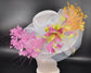 Wide Brim Sinamay Kentucky Derby Hat: Feather Floral Tea Party Wedding