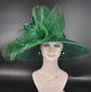 Green Sinamay Derby Hat: Wide Brim Kentucky Race Day Hat