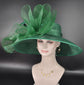 Green Sinamay Derby Hat: Wide Brim Kentucky Race Day Hat