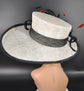 Sinamay Kentucky Derby Hat: Wide Brim Rose Flowers, Red Feathers