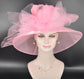 Pink Organza Kentucky Derby Hat: Medium Brim Wedding Tea Party Hat