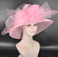 Pink Organza Kentucky Derby Hat: Medium Brim Wedding Tea Party Hat