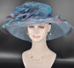 Blue Organza Kentucky Derby Hat, Wedding Tea Party Hat