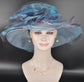 Blue Organza Kentucky Derby Hat, Wedding Tea Party Hat