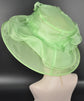 Green Organza Kentucky Derby Hat: Medium Brim Wedding Tea Party Hat