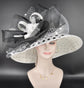 Church Kentucky Derby Hat Carriage Tea Party Wedding Wide Brim  Royal Ascot Horse Race Oaks day hat White w Black Polka Dot