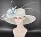 Wide Brim Sinamay Kentucky Derby Hat: White & Powder Blue