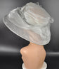 Organza Kentucky Derby Hat: Silver Gray Medium Brim Flower Tea Party Hat