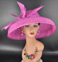 Fuchsia Sinamay Dome Hat: Wide Brim Kentucky Derby Tea Party Hat