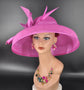 Fuchsia Sinamay Dome Hat: Wide Brim Kentucky Derby Tea Party Hat
