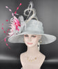 Powder  Blue w Mix  Pink Wide Brim Sinamay Hat Church Kentucky Derby Hat  Tea Party Wedding Royal Ascot Hat Horse Race Oaks day hat