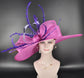 Fuchsia Pink W Purple Royal Ascot Horse Race Oaks day hat Carriage Tea Party Wedding Kentucky Derby Hat Party Hat Wide Brim  Wide Brim Hat