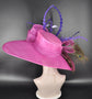 Fuchsia Pink W Purple Royal Ascot Horse Race Oaks day hat Carriage Tea Party Wedding Kentucky Derby Hat Party Hat Wide Brim  Wide Brim Hat