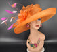 Orange Sinamay Kentucky Derby Hat: Wide Brim Royal Ascot Race Hat