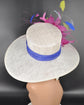 White Royal Blue Pink Yellow Blue Wide Brim Kentucky Derby Hat,Ascot Hat for Wedding Tea Party,Garden Party Hat, Mother of the Bride, Church