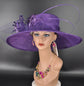 Wide Brim Kentucky Derby Hat, Ascot Hat for Wedding & Tea Party, Garden Party Hat, Mother of the Bride, Church-Purple