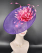 Purple Sinamay Kentucky Derby Hat with Pink Feather Flower