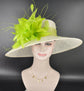 Kentucky Derby Hat: Ivory Sinamay Wide Brim Feather Ascot Hat